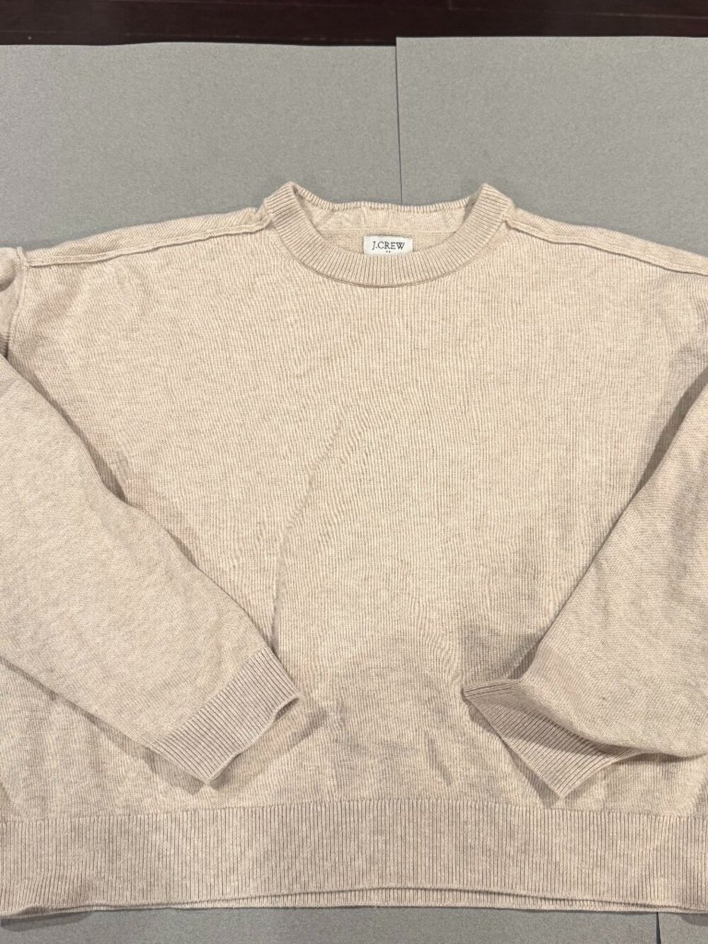 J.Crew Beige Cropped Boxy Sweater Exposed Seams Women's Size S - Picture 1 of 9